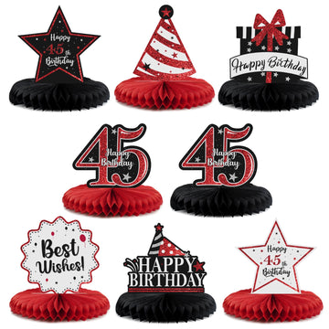LASKYER Happy 45th Birthday Party Decorations, Glitter Shiny Honeycomb Table Centerpieces 45 Years Old Birthday Party Photoprop 