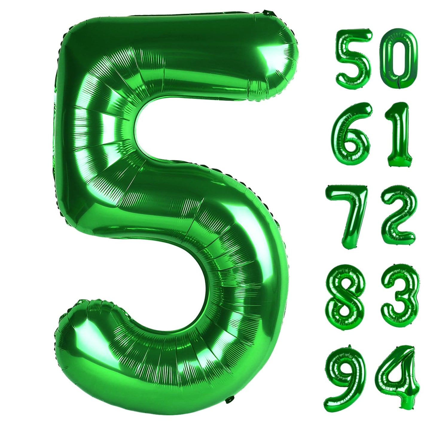Green 5 Balloon, Number Balloons 40 Inch, 5Th Birthday Balloon Decorations, Green Party Supplies, 5 Number Balloons, Number 5 Ba