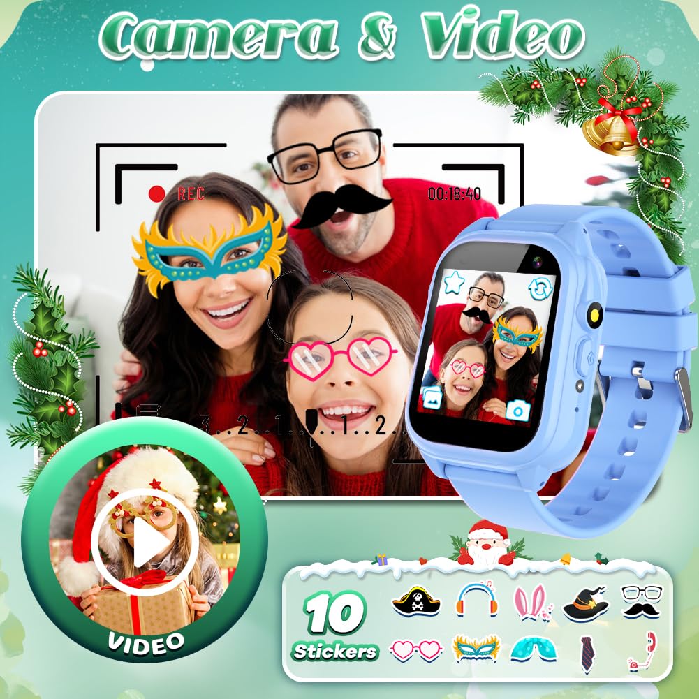 Kids Waterproof Smart Watch For Boys Girls Ages 3-12 Learning Toys Easter Basket Gifts With 26 Games Camera Video 1.44' Touchscreen Music Player Alarm Clock Flashlight Pedometer Toddler Watches ?