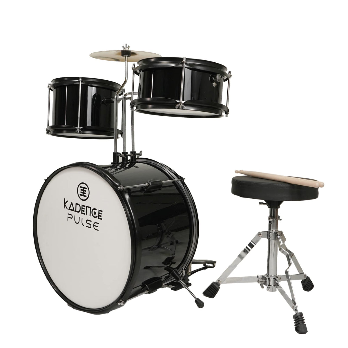 Kadence 13 Inch 3Piece Kids/Junior Drum Set/Beginner (Standard) /Kids Musical Toys, Musical Instrument, Black