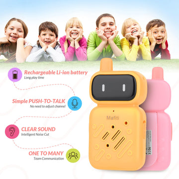 Mafiti Rechargeable Walkie Talkies For Kids 2 Pack Mini Walkie Talkie Long Range 1 Kms 2 Way Radio Toddler Toys Christmas Birthd