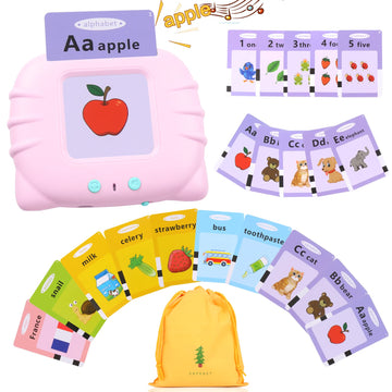 Qutz Abc Learning Flash Cards For Toddlers 2-4, Autism Toys, Speech Therapy Educational Talking Sight Words Kindergarten Boys And Girls, 248 Pink