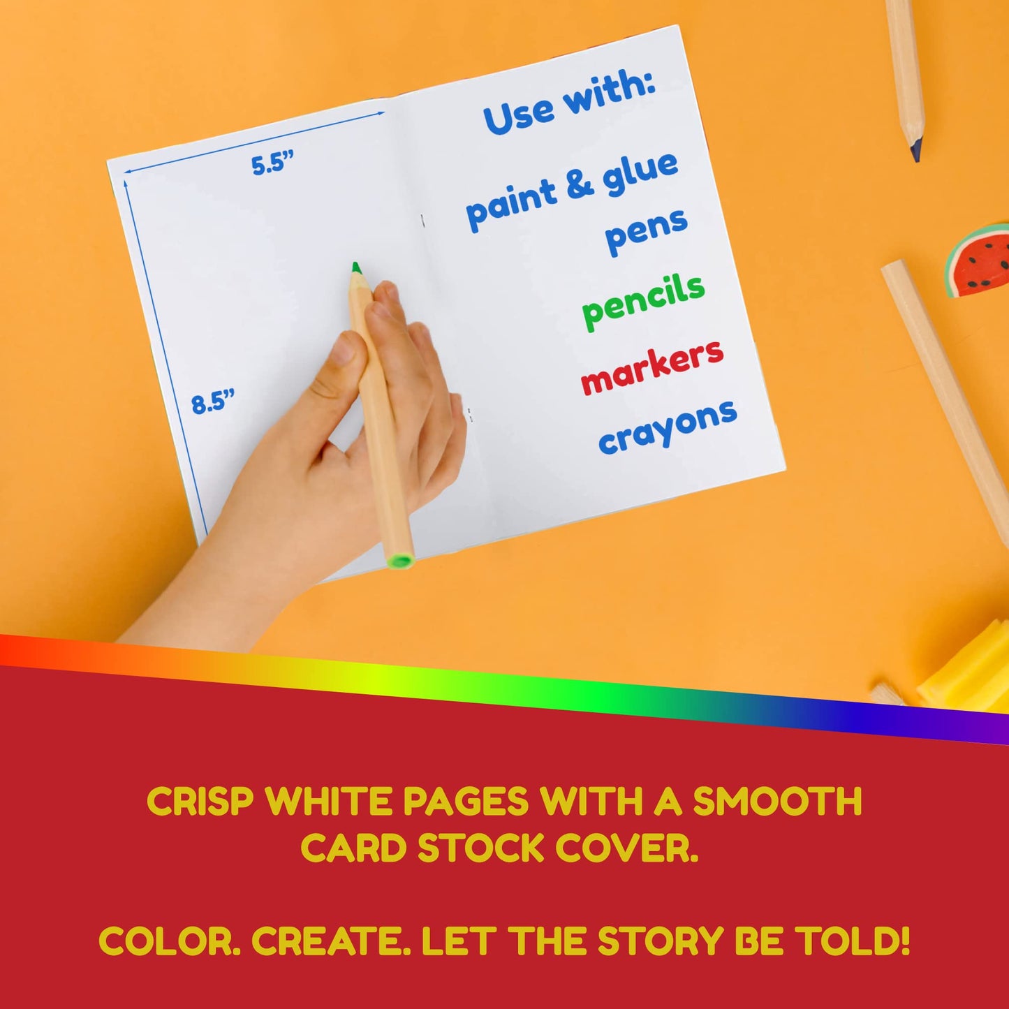Hygloss Blank Books for Kids - 5.5    x 8.5    White Paperback for Drawing & Writing, 10 Pack - Empty Books for Writing Stories,