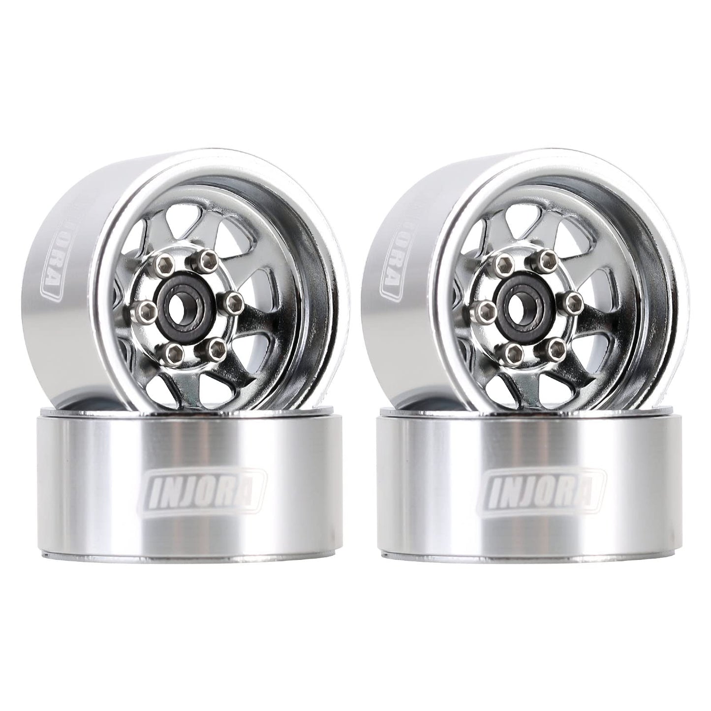 INJORA 1.0 Beadlock Wheel Stamped Steel Beadlock Deep Dish 1.0'' Wheels for 1/18 TRX4M Axial SCX24 Gladiator Deadbolt Bronco C10