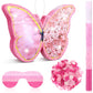 Zhanmai Small Butterfly Sunflower Piata Girl Set Include 15.4 x 11.3 x 2 Inch Pink Piata Bat Stick and Blindfold Mask for Girls 