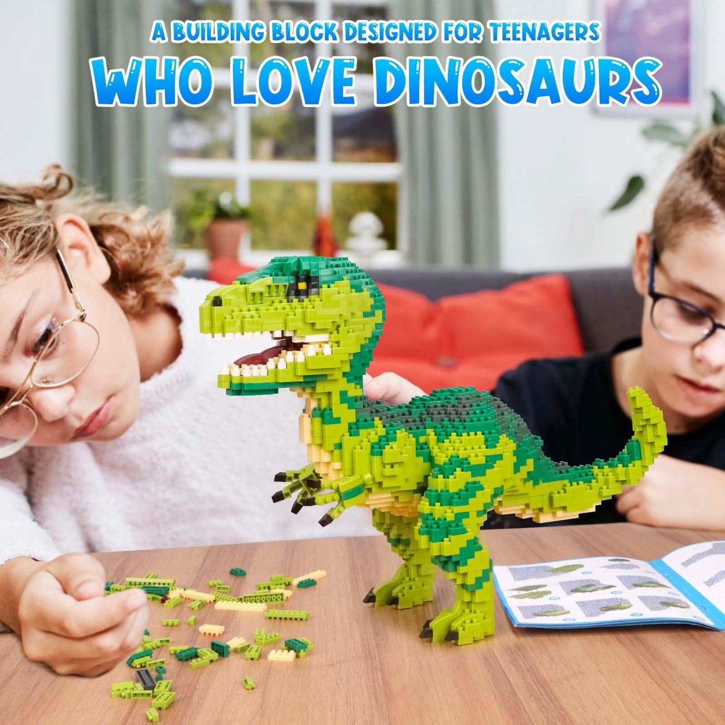 Aigidusansu Jurassic Dinosaur Micro Building Blocks, 1457Pcs Velociraptor Tyrannosaurus Rex Diy Mini Diamond Blocks Bricks Toy F