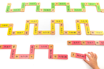 Educational Advantage Wooden Multiplication Dominoes - Math Multiplication Domino Game - Kindergarten Educational Learnning Toy