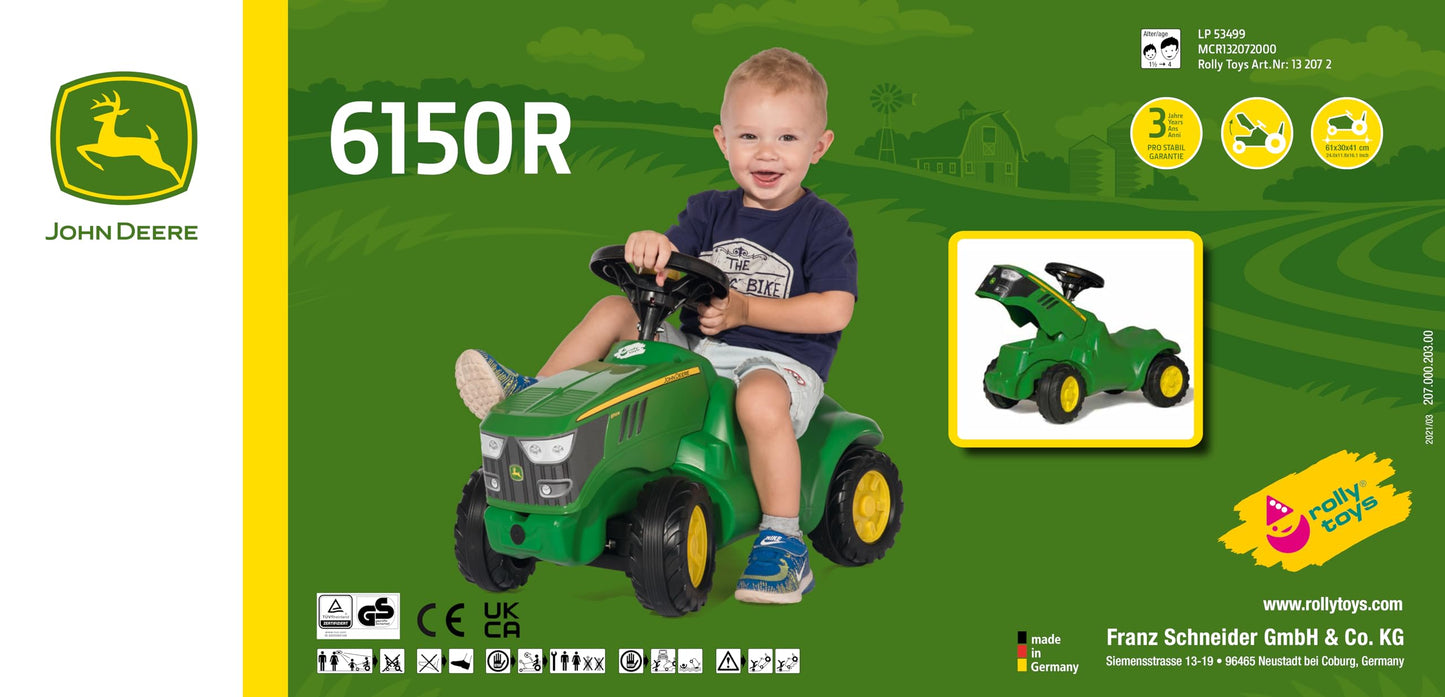 rolly toys John Deere Minitrac Foot to Floor Ride-On Toy, Green, Model 132072, Plastic, No Installation
