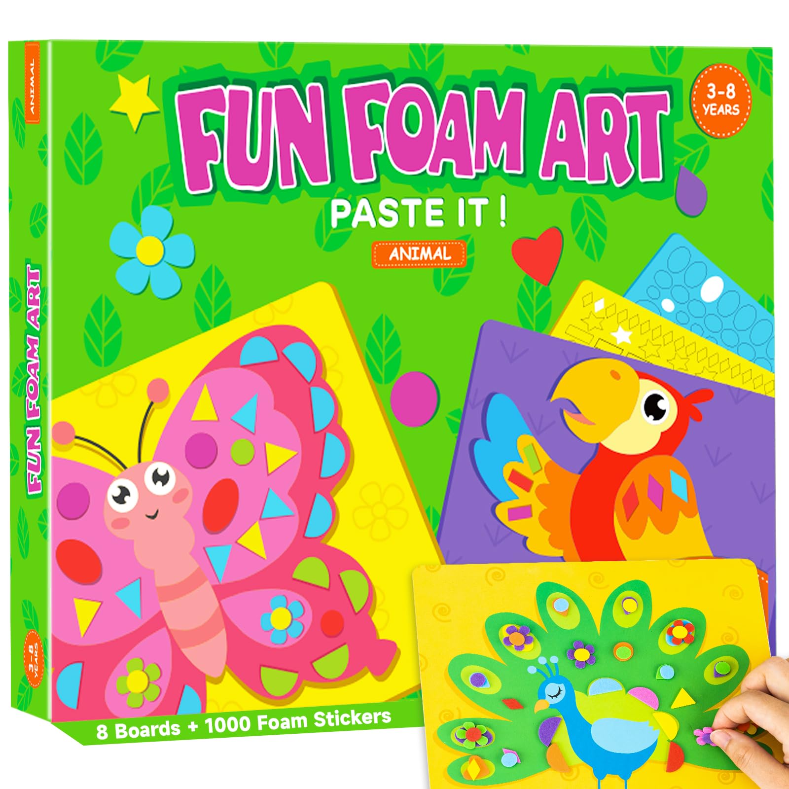 AluAbi Foam Stickers Art Craft for Kids, No Mess Toddler Art Activity - Fun with Foam Animal, Children Travel Toys,DIY Mosaic St