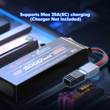 MJX B4S50P Angry Snail RC Battery 4S 14.8V 5000 mAh 70C LiPo Battery XT60, Max 25A Charging, Spare Parts RC Battery for 1/10 1/8