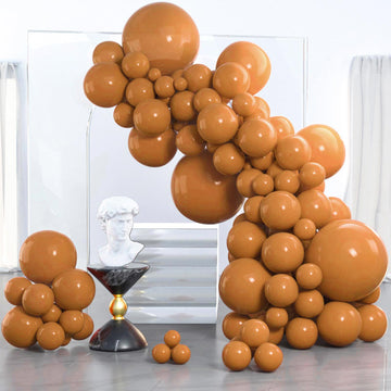 PartyWoo Brown Balloons Pack - 85 pcs Matte Rubber Balloons (5" to 18") for Garland & Arch Decor, Boho Style, Model: F10