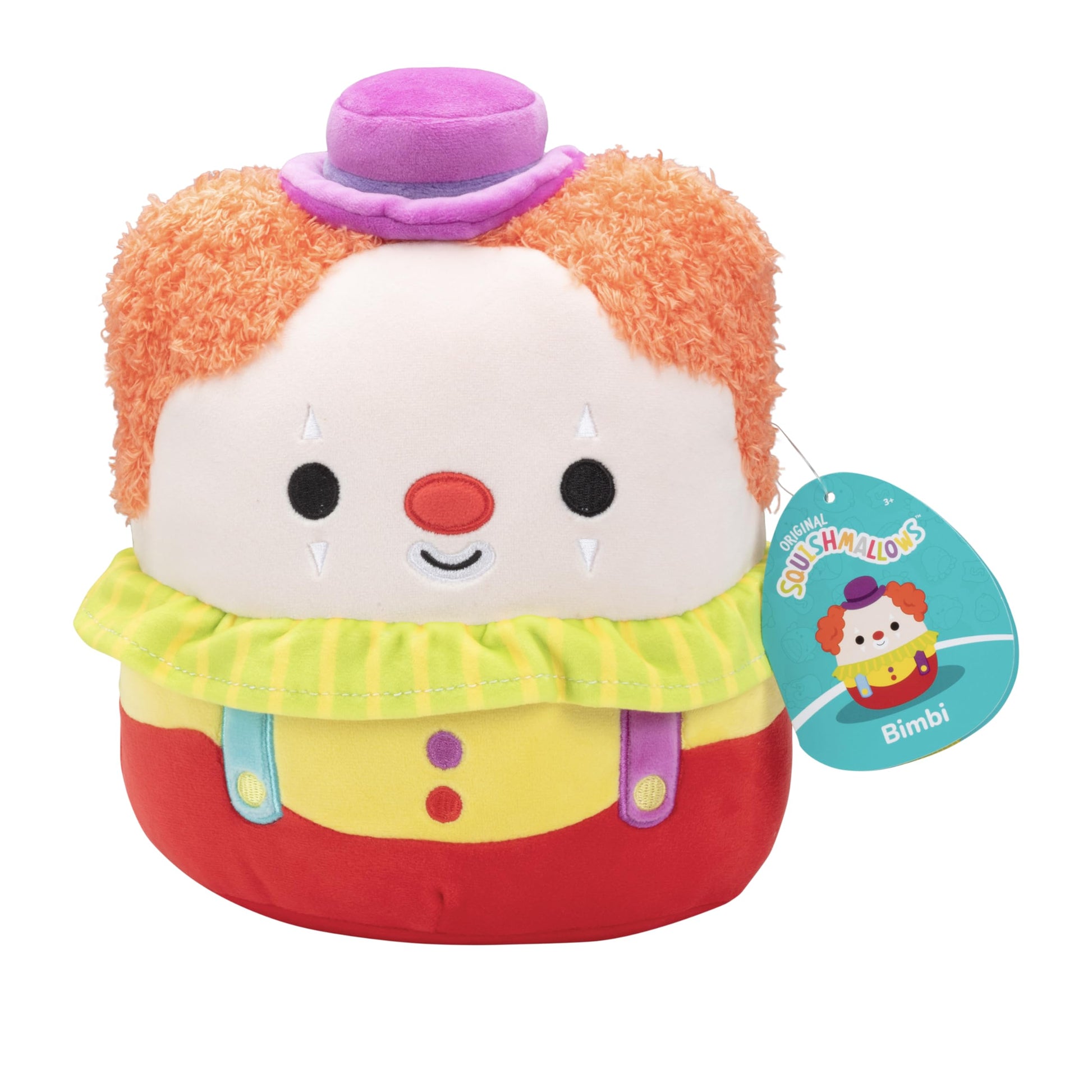 Squishmallows Original 8-Inch Bimbi The Clown - Official Jazwares Plush - Collectible Soft & Squishy Clown Stuffed Animal Toy - 
