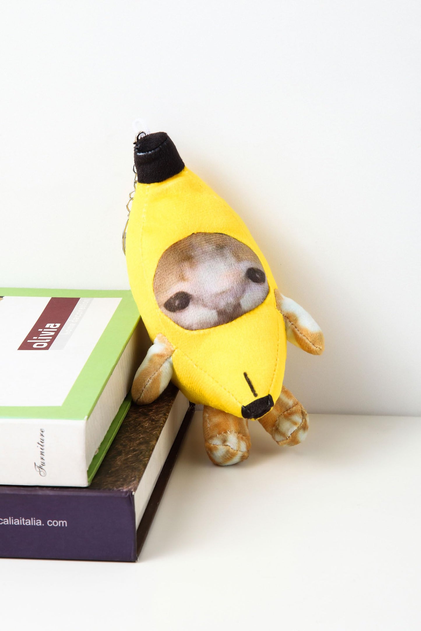 Crying Banana Cat Plush Keychain, Happy Funny Baby Sound Cat Stuffed Animal Ornaments (Happy)
