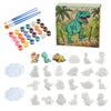 GloomGlo Dinosaur Theme Paint Your Own Plaster Figurines Kit - 24 Pcs Figures with Paints, Brushes & Palettes for Kids  Arts & 