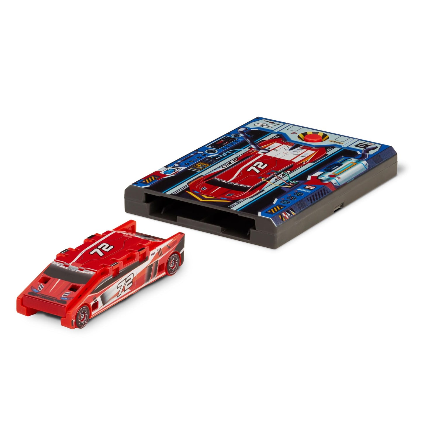 FLAT 2 FAST Pocket-Sized Red Racer Toy - Load, Launch, Race - Ages 5+ - Plastic, 72 Card