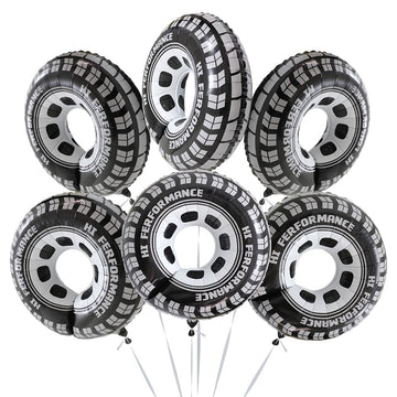 Deermon 30 Inch Black Car Wheel Tire Party Balloons, Classic Large Racing Car Hot Wheels Mylar Foil Balloon For Men and Boys Rac
