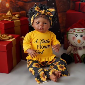 Babeside 3 Pcs Reborn Baby Doll Clothes For 17-22 Inch Dolls, Sunflower Baby Doll Outfit Accessories Set With Headband For Realistic Baby Dolls Girls