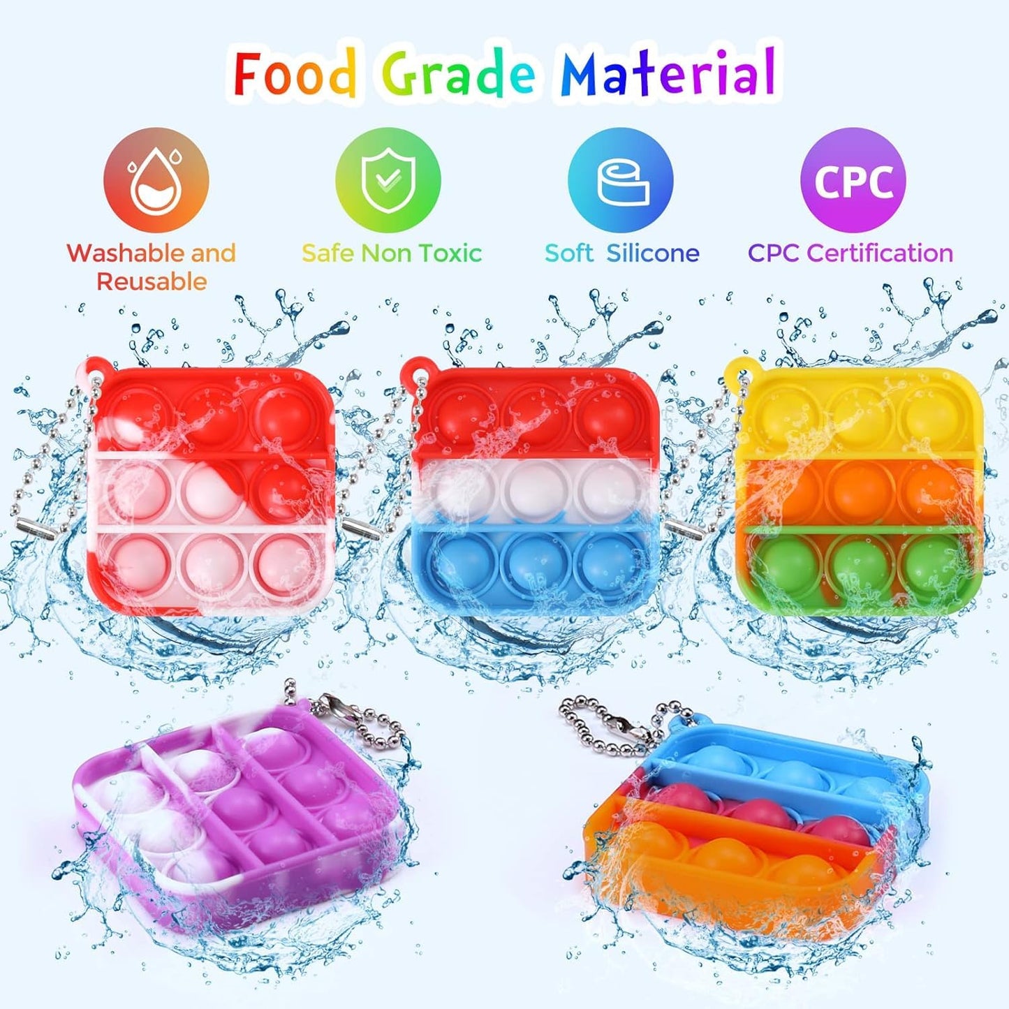 200Pcs 2In Random Pop Bubble Fidget Sensory Toys, Pop Toy Bulk For Party Favor, Classroom Student Prizes Easter Basket Goodie Ba