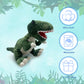 JDS Toy Store Handcrafted Plush Big Green T-Rex Stuffed Dinosaur with 6 Baby Dinosaurs - 19.6 Inches - Faux Fur