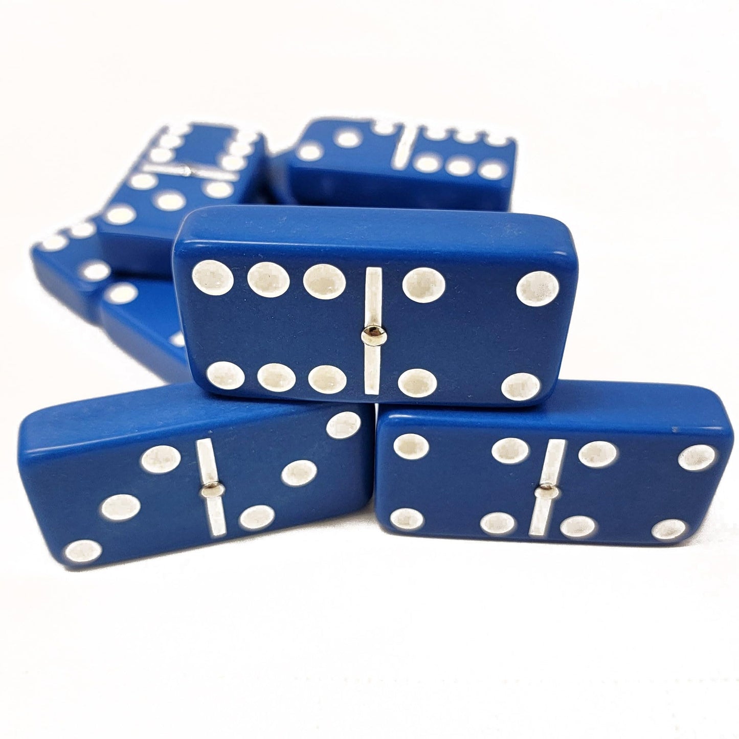 Marion & Co. Domino Double Six 6.Blue Tiles Jumbo Tournament Professional Size With Spinners In Black Elegant Velvet Bag