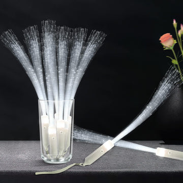 M.Best 15Pcs Glow Sticks Led Light Up Wedding Wands, 3 Flashing Modes Glow In The Dark White Fiber Optic Wands Party Favors Supplies For Kids Birthday Wedding
