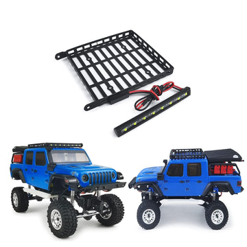 RC-Hub Metal Roof Rack Luggage Carrier with LED Light Bar for 1/24 Axial SCX24 AXI00005 RC Crawler Car