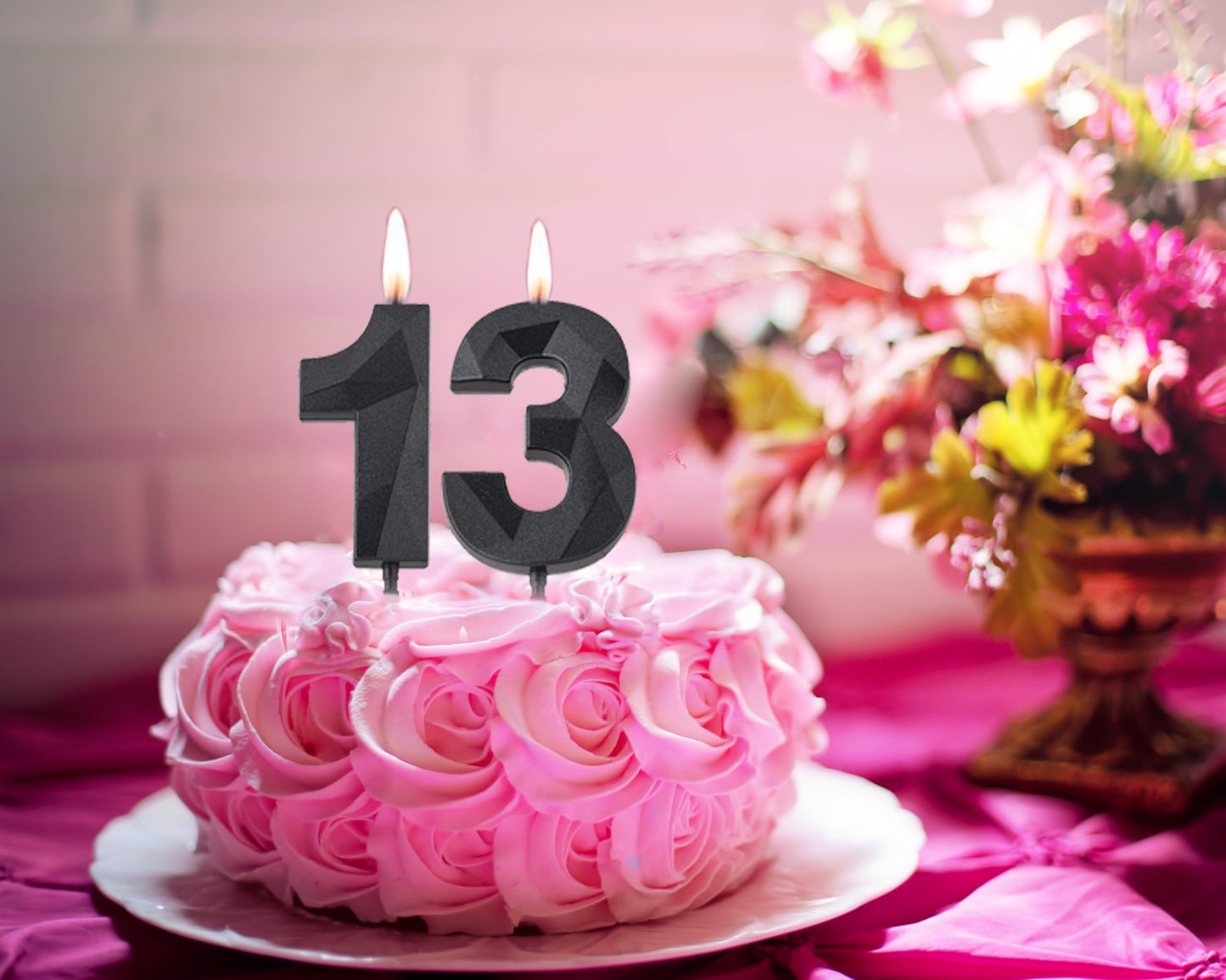 2 inch Black 13 & 31 Birthday Candles, 3D Diamond Number 13rd & 31st Cake Topper for Boys Girls Birthday Party Decorations Theme