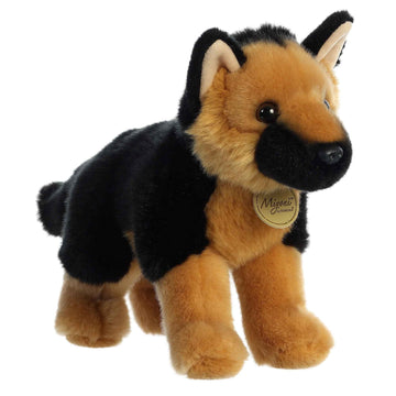 Aurora® Adorable Miyoni® German Shepherd Stuffed Animal - Lifelike Detail - Cherished Companionship - Black 10 Inches