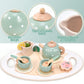 Atoylink Wooden Tea Party Set for Little Girls 28 Pcs Toddler Tea Set with Cupcake Stand & Food Pretend Play Accessories Kids Ki