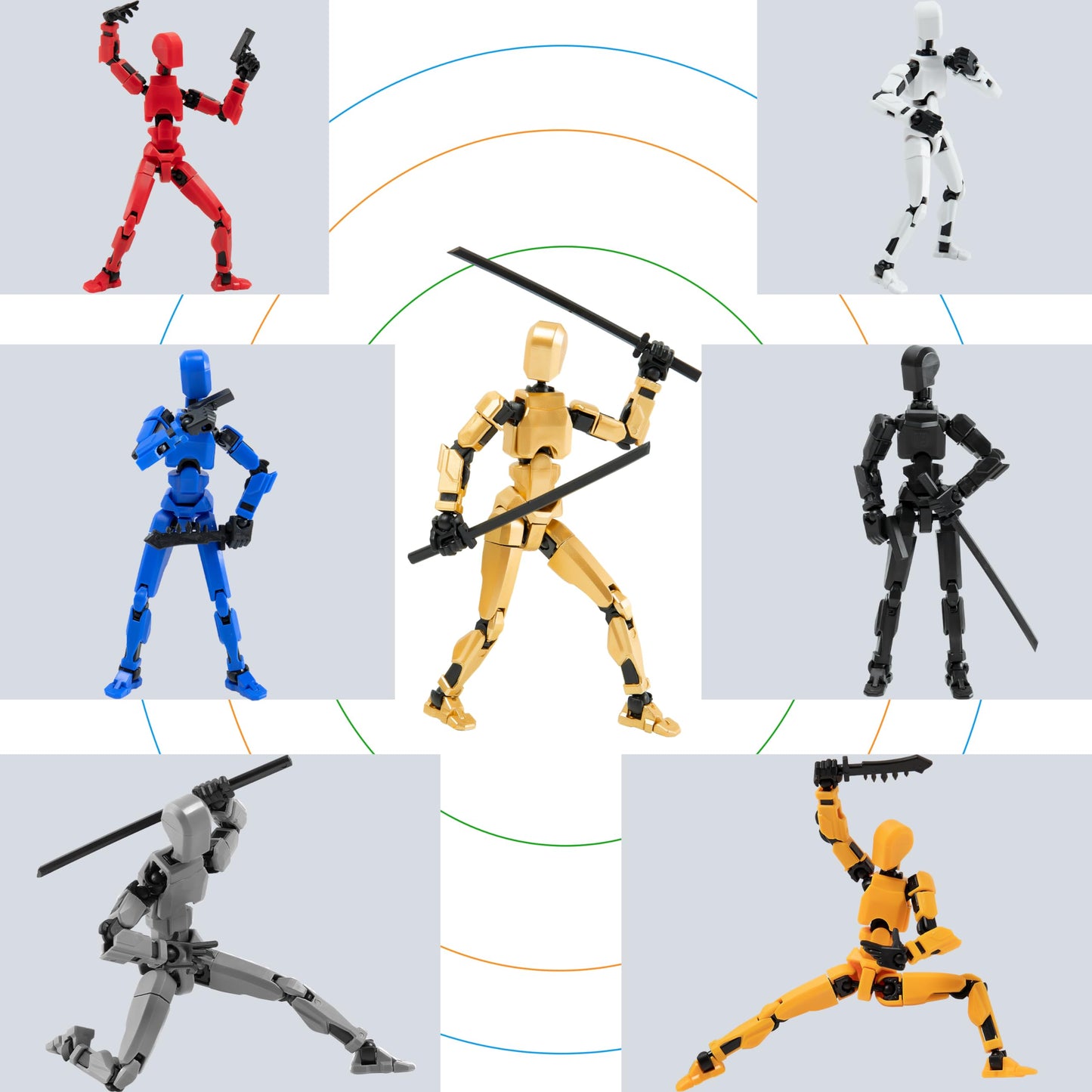 Sulliwayu 4PCS Assembled Titan T-13 Action Figures Set Lucky Dummy Nova 13 Action Figure Robot Anime Stick Figures Fidget Toys f