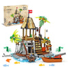 Pirate Skull Island Building Toys with Pirate Ship, Skeleton, Prison, Cannon, Sailing Adventure Architecture Sets for Adults Kid