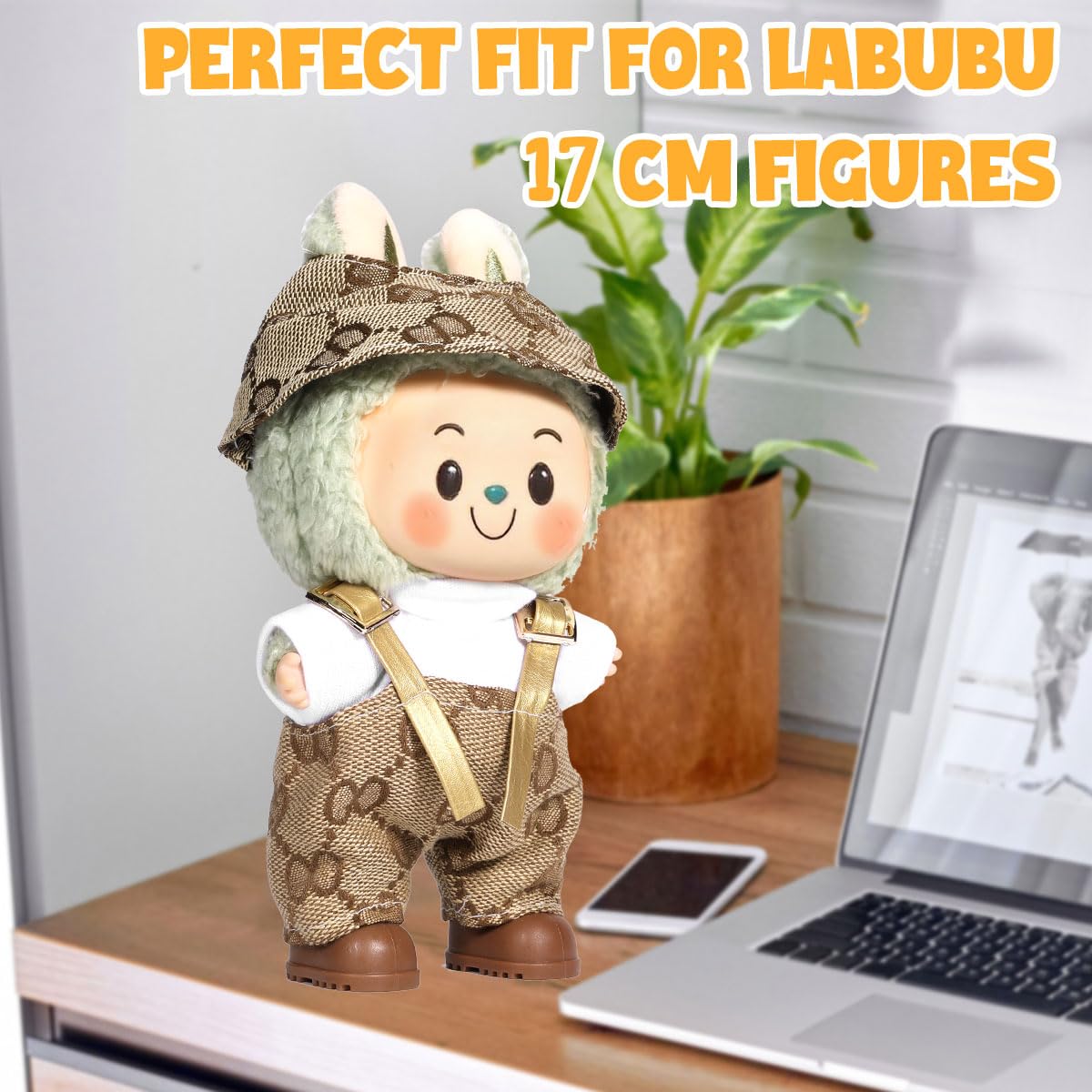 AICase for 17cm Doll Clothes/Outfit Clothes Set for 17cm Doll 2 Piece Set Hat Clothing Boys and Girls Stylish Adorable Dolls Clothes Accessories_Brown