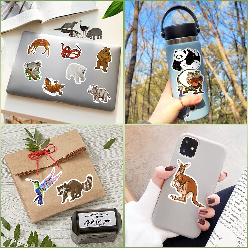 SUSIHI Animal Stickers for Kindle Kids Zoo Animal Stickers Water Bottles Scrapbook Book Waterproof(50 Pcs)