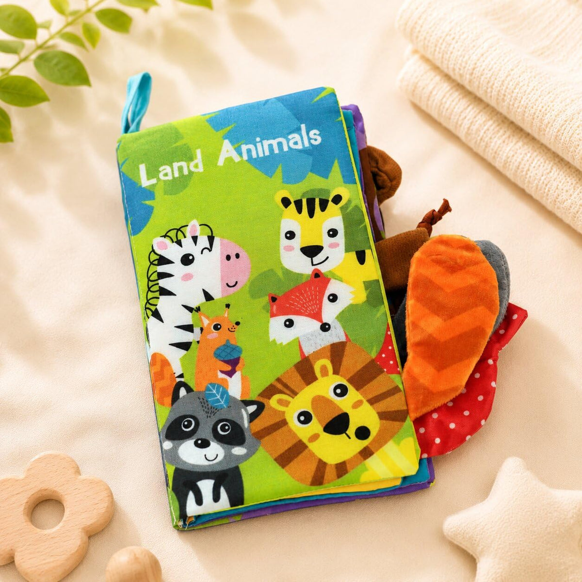 Adore Baby Cloth Books Toys, Touch And Feel Crinkle Cloth Books For Babies, Infants & Toddler, Gifts For Boys & Girls (Land Anim