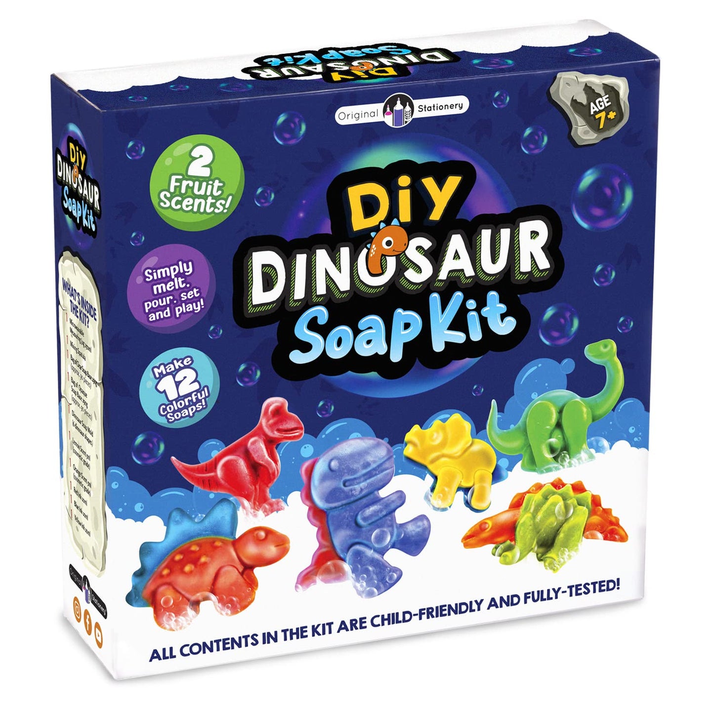 Original Stationery Dinosaur Soap Making Kit For Kids, Diy Soap Kit With Dino Shaped Trays, Soap Base, Ink Colors And Scents, Fun Educational Science Kits For Boys And Girls, Creative Kids Toys