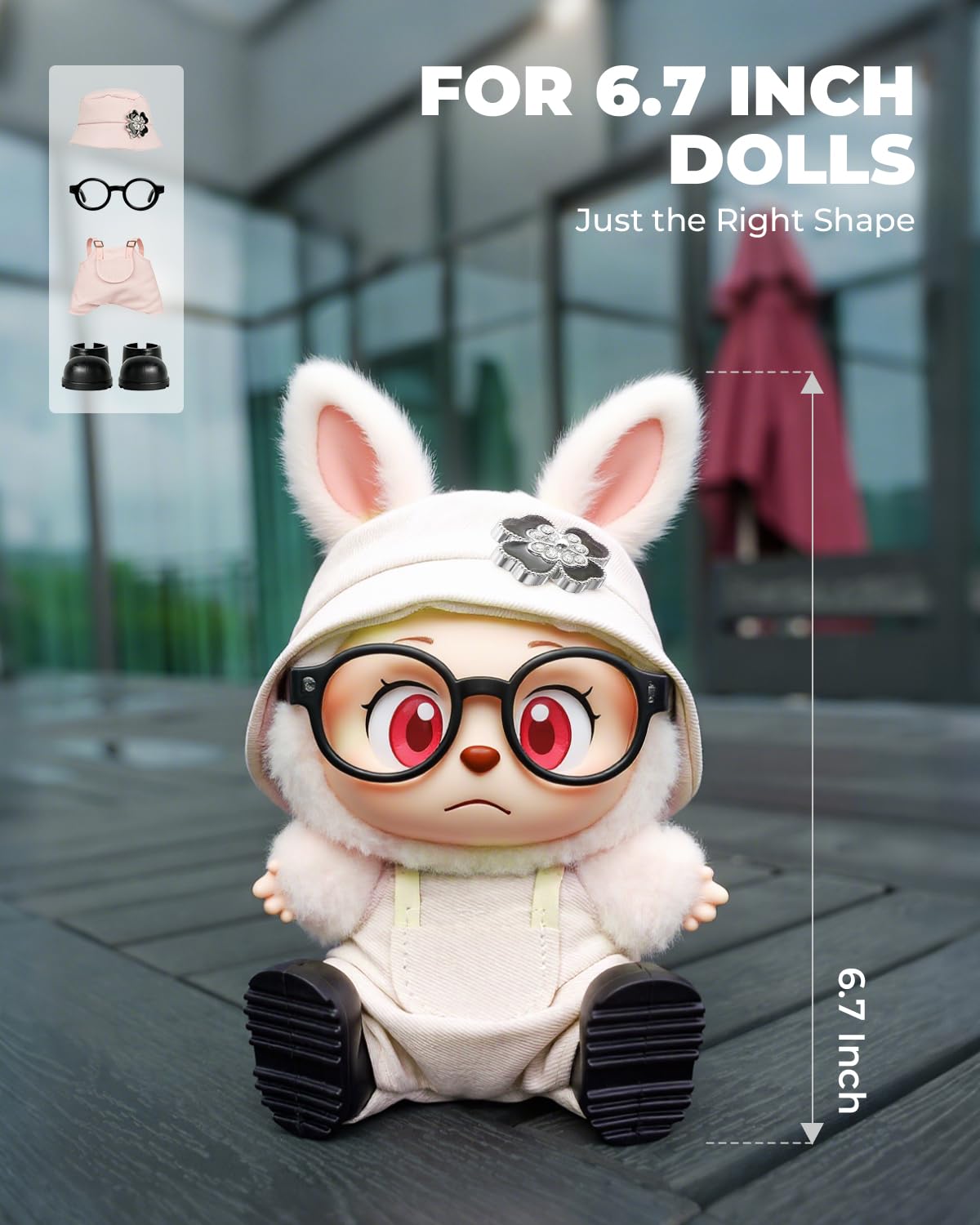 4pcs Dolls Outfit Set  Hat & Overalls for 17 cm Doll Clothes Accessories Suit  Stylish Clothes for Doll  Cute Outfits for Dress up Unique Style with enhanced Fabric  Pink