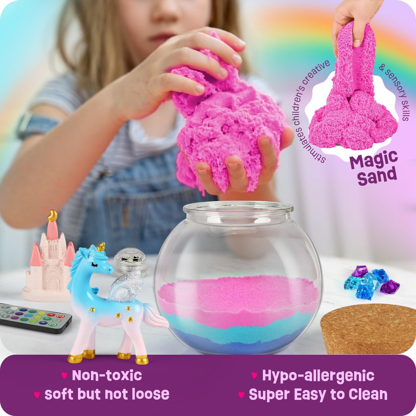 LAOESE Unicorn Gifts for Girls - Unicorns Terrarium Kit for Kids - Birthday Gift for Girl Ages 4 5 6 7 8-12 Year Old - DIY Unico