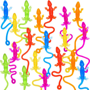 Hlartnet 100 Pcs Sticky Lizards For Kids, Stretchy Sticky Lizards Toys Bulk For Reptile Party Favors, Children Lizards Gifts For Goodie Bags Stuffers Pinata Filler Students Rewards