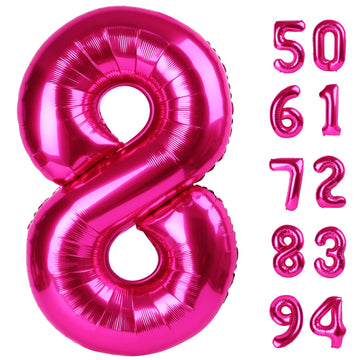 Hot Pink 8 Balloon, Number Balloons 40 Inch, 8Th Birthday Decorations For Girls, Birthday Balloons, Hot Pink Party Supplies, Num