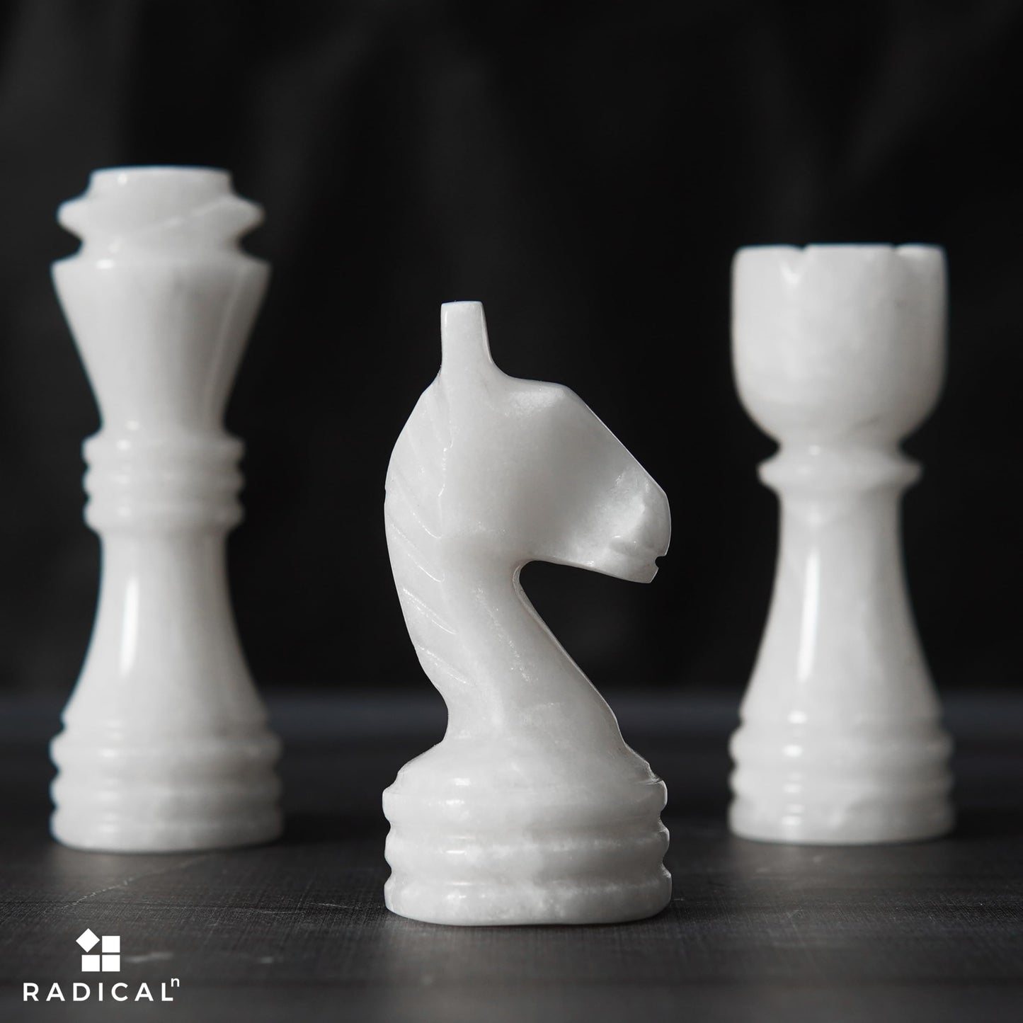 Radicaln Marble Chess Set 12' Inches Black & White Handmade Board Game 2 Player Classic Chess Sets For Adults- 1 Chess Board & 32 Chess Pieces - Chess Game