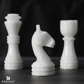 Radicaln Marble Chess Set 12' Inches Black & White Handmade Board Game 2 Player Classic Chess Sets For Adults- 1 Chess Board & 32 Chess Pieces - Chess Game