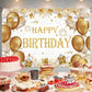 Gold Birthday Party Decoration Gold Happy Birthday Backdrop Gold Photo Background Banner Poster For Gold Party Decorations Party