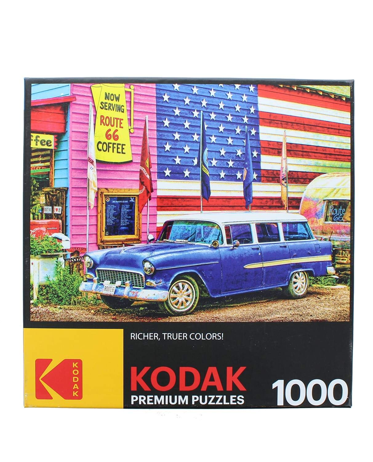 RoseArt 1000 Piece Jigsaw Puzzle - Kodak Premium Route 66, Multi-colored, Paper Material, Model 8700ZZS