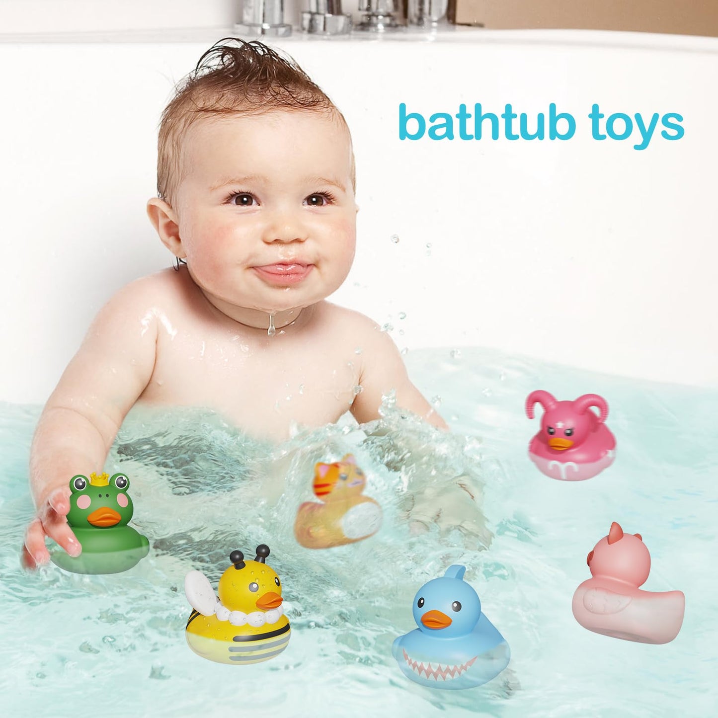 12Pcs Rubber Ducks,Toddler Bath Toys,No Hole Bathtub Toys,Baby Pool Toys For 18 Months And Older