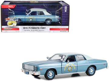1978 Plymouth Fury Slicktop Blue Metallic with White Top ''Nevada Highway Patrol'' ''Hot Pursuit'' Series 1/24 Diecast Model Car