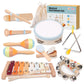 Toddler Musical Instruments Set - Montessori Toys Wooden Percussion Baby Drum Xylophone Maracas Set, Sensory Toys For 18 Month O