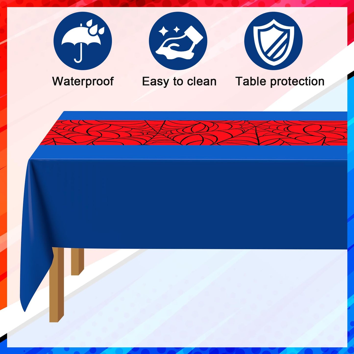 Remagr 54 x 108 Inch Halloween Spider Birthday Party Tablecloth Plastic Disposable Hero Table Cover Large Plastic Rectangular Ta