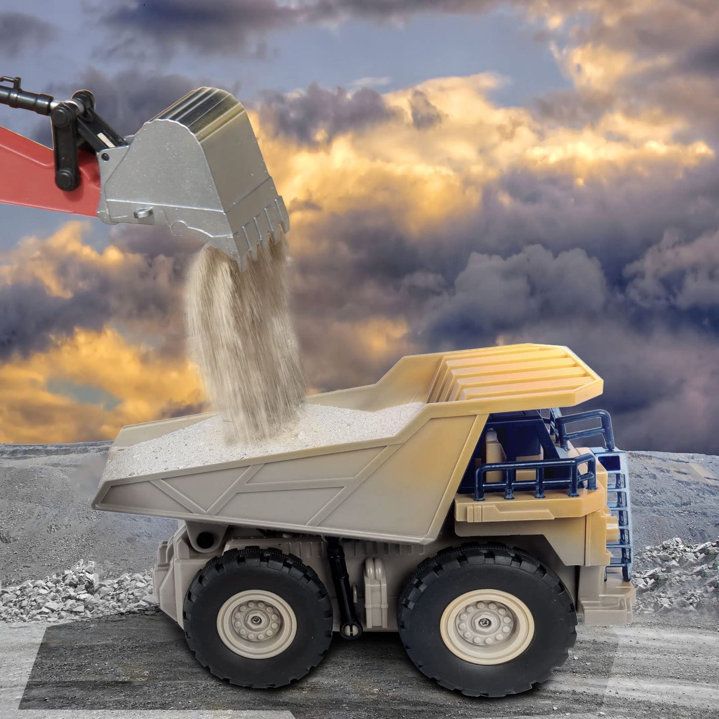 Funbud Remote Control Dump Truck for Boys Ages 6-12, RC Construction Vehicle Engineering Toys, Birthday Ideas for 7 8 9 10 11 Ye