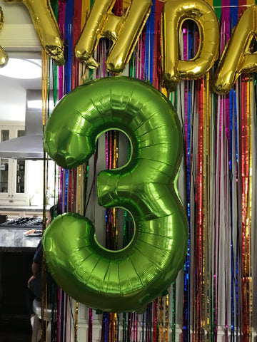 Paticool 40 Inch Green Number Balloon 3, Large Number Foil Balloons Mylar For Girl Boy Birthday Party Celebration Decorations Su