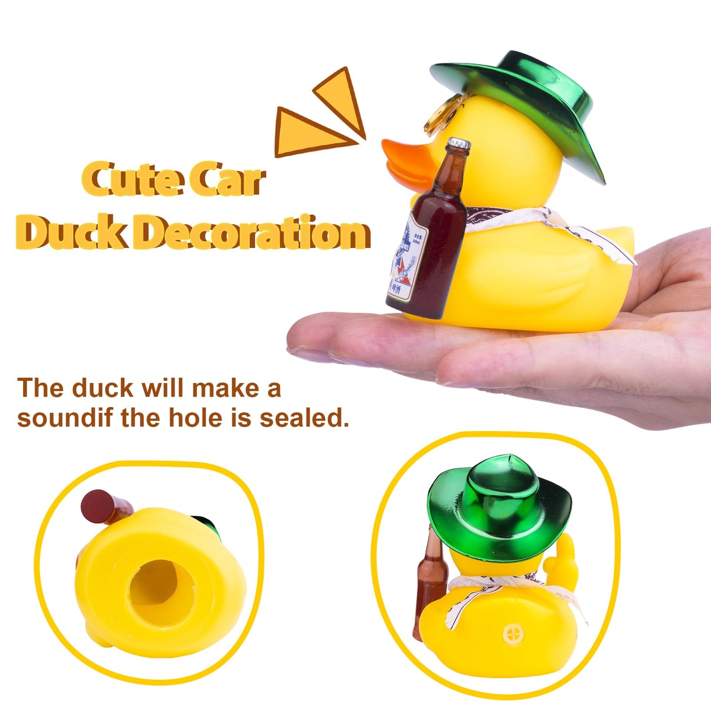 Cofubcad Rubber Duck Car Dashboard Decorations Duck Car Ornaments With Mini Cowboy Hat Sunglasses Cute Prop For Car Accessories
